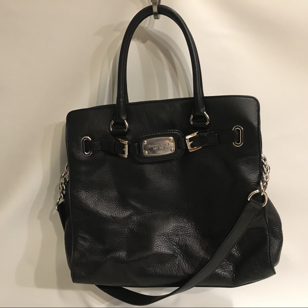 Michael Kors Hamilton Large Black Leather Tote